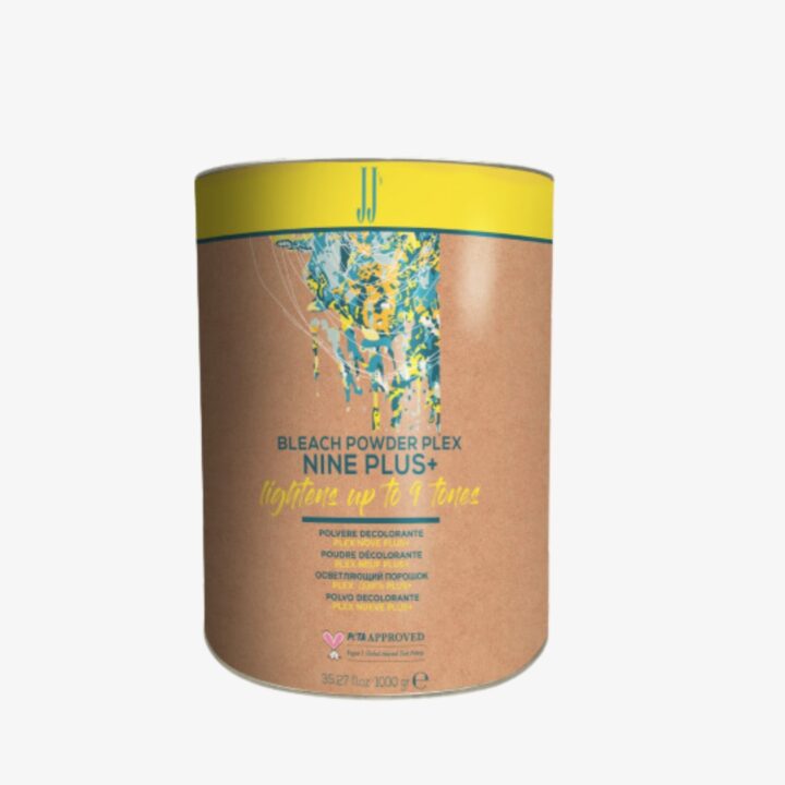 JJ’S BLUE BLEACHING POWDER PLEX NINE+ All JJ´s hair colours are vegan and enriched with PLEX hair protection complex for even strand covering and longevity of the colour, as well as organic immortelle and chamomile extracts for nourishing the hair, making it soft and shiny. All the colours are incredibly intense and long-lasting for flawless grey hair covering, and an immense number of possible combinations for achieving the desired shade. Cream bleach for up to six shades of lightening. Counteracts unwanted yellowish tones and ensures perfect results, with any bleaching technique. It’s enriched with an innovative protective complex, offering optimal hair protection, keeping them structurally intact and with Maltose, which helps obtaining magnificent cold reflections, very fashionable nowadays. It suits any desired application and ensures a high lightening power, up to 9 levels. EXPLORE PRODUCTS