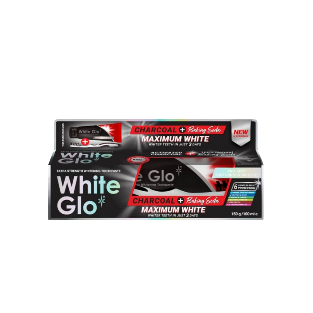 White Glo Charcoal + Baking Soda Maximum White Toothpaste